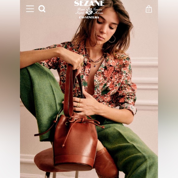 Sezane PIERRO SHIRT in mini Flowers Peach and Green - Picture 4 of 8